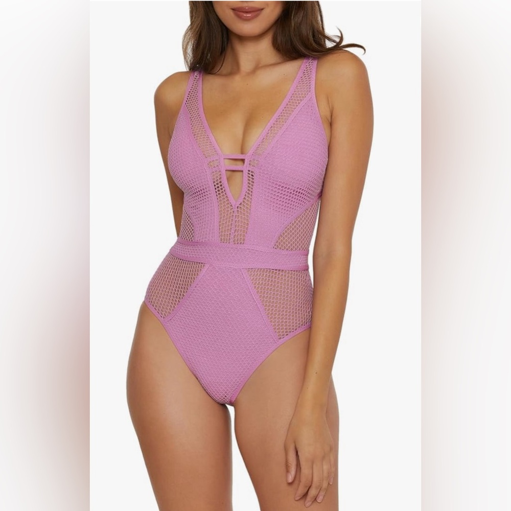 BECCA Women's One Piece Swimsuit, Plunge Neck, Crochet, Bathing Suits for Women